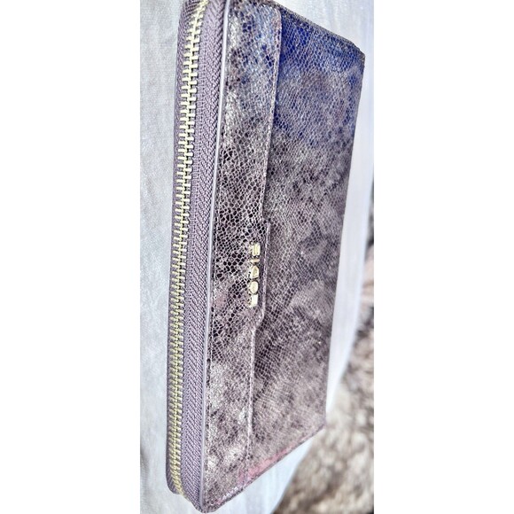 LODIS Leather Zip Around Full Size Wallet Metallic Brown Gold RFID - Picture 3 of 9